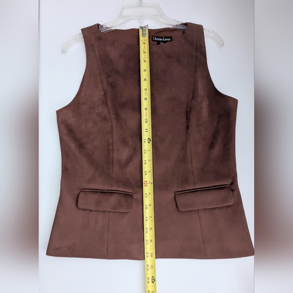 NWT Christian Lacroix Women's (Size 6) Brown Suede Zip-Back Sleeveless Top/Vest - Picture 6 of 12